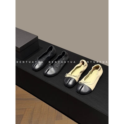 DENTUATUA 京都苔寺的修行！25FW 猪蹄分趾蝴蝶结平底浅口单鞋 女