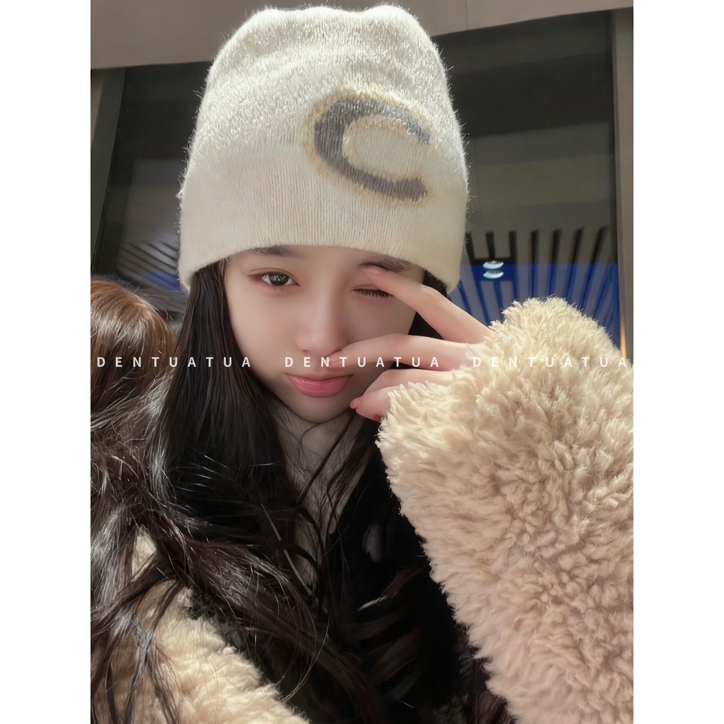 DENTUATUA 俏皮的冬日情诗！ 25FW 字母刺绣羊毛针织 冷帽女,服饰配件/皮带/帽子/围巾,帽子,淘宝优惠券,粉丝福利购,淘宝优惠卷