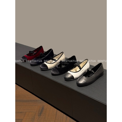 DENTUATUA 轻松拿捏法式复古腔调！25ss拼色丝绒玛丽珍浅口单鞋女