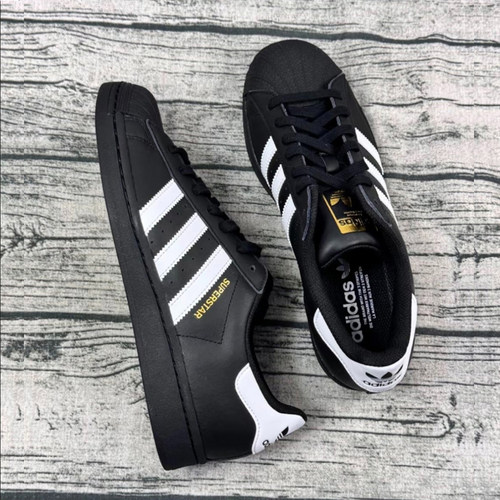 Adidas阿迪达斯三叶草SUPERSTAR经典金标黑色贝壳头休闲鞋板鞋
