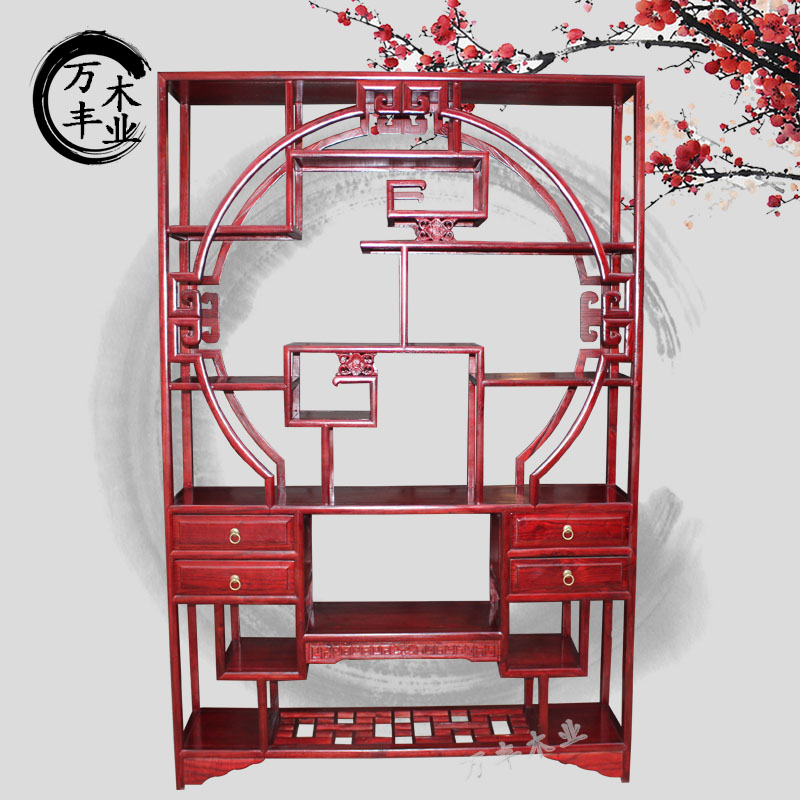 仿古实木博古架 榆木中式多宝阁小摆件隔断柜古董古玩架展示架