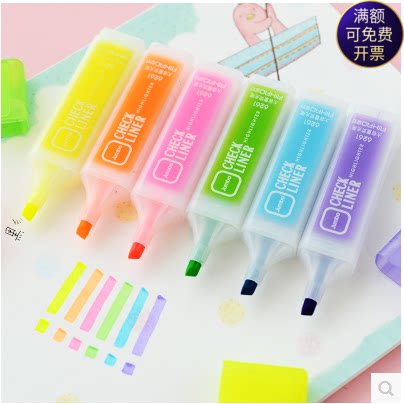 创意文具包邮爱好6261糖果色荧光笔斜头标记笔彩色重点划线记号笔