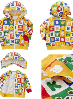 miki儿童九宫格全棉柔软外套 25秋款男女童连帽休闲拉链全棉外套