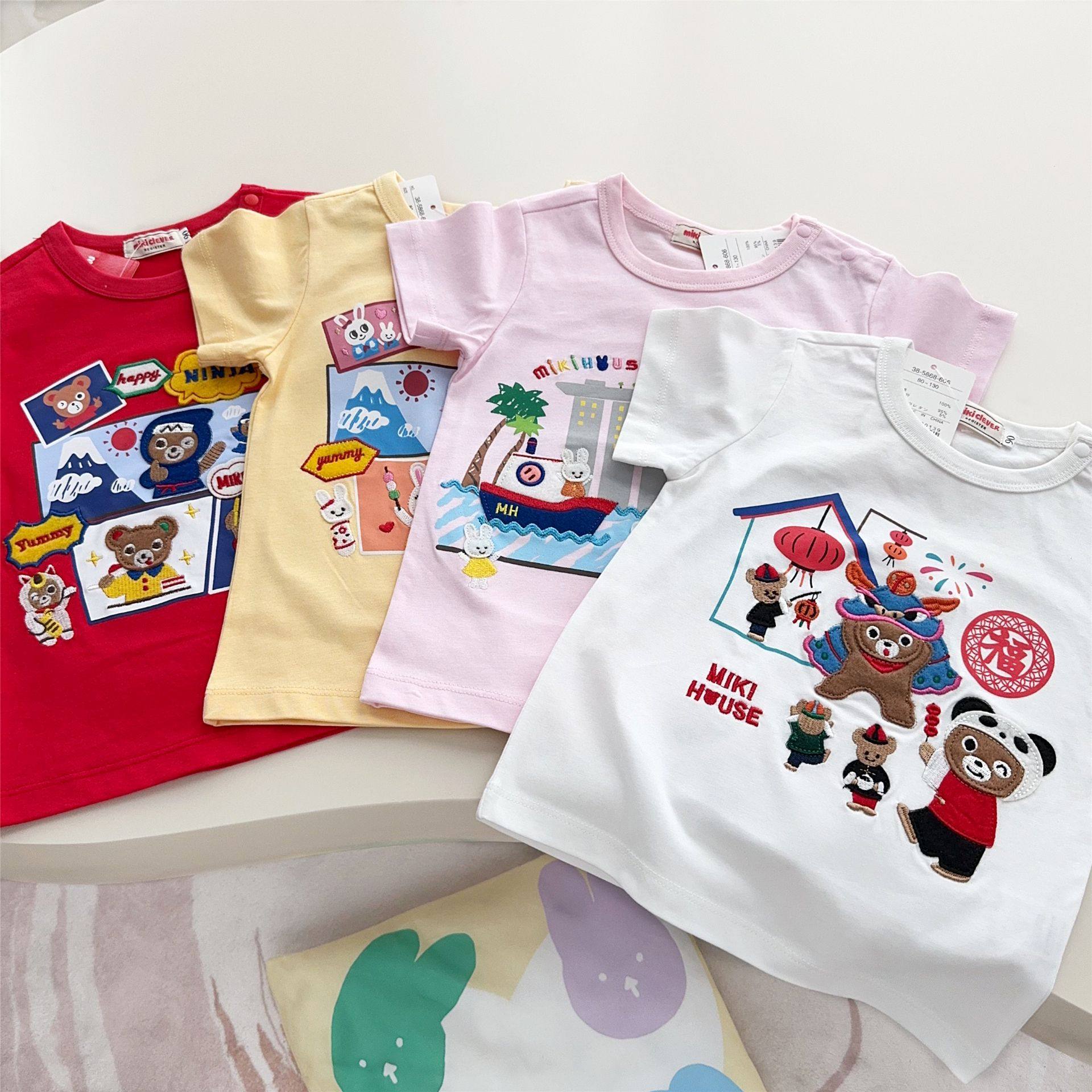 miki夏新儿童短袖T恤男女童圆领全棉刺绣印花棉柔软半袖t恤宝宝,童装/婴儿装/亲子装,T恤,淘宝优惠券,粉丝福利购,淘宝优惠卷