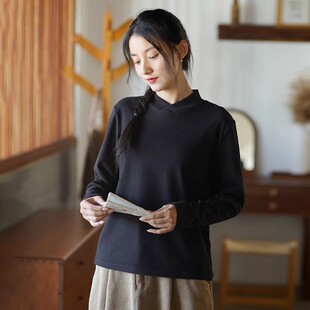 双面德绒设计感宽松遮肉长袖T恤女秋冬通勤V领保暖打底衫上衣潮