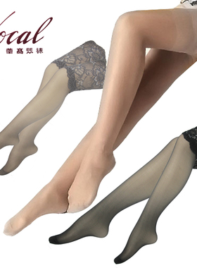 华高防卷落包芯丝长统袜07007高筒袜透明薄款女袜12D蕾丝花边女丝