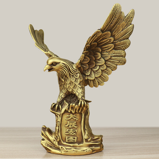 老板办公室桌面经典 饰纯黄铜大展宏图老鹰摆件 摆件柜台玄关酒柜装