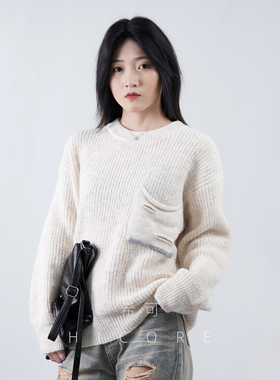 羊驼毛秋冬保暖毛衣女圆领短款显瘦打底衫慵懒感长袖针织衫上衣春