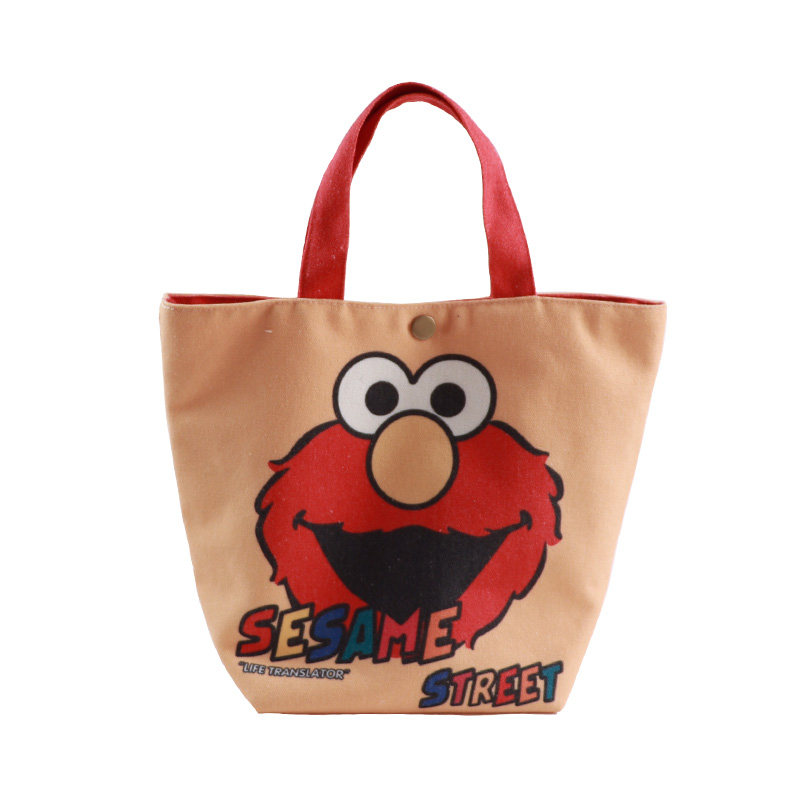 艾摩便当包 芝麻街帆布包 大号饭盒包便当包 帆布手提包 卡通布包