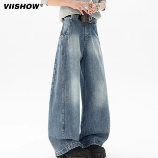cleanfit直筒裤 VIISHOW美式 春季 复古阔腿弯刀牛仔裤 男2025新款