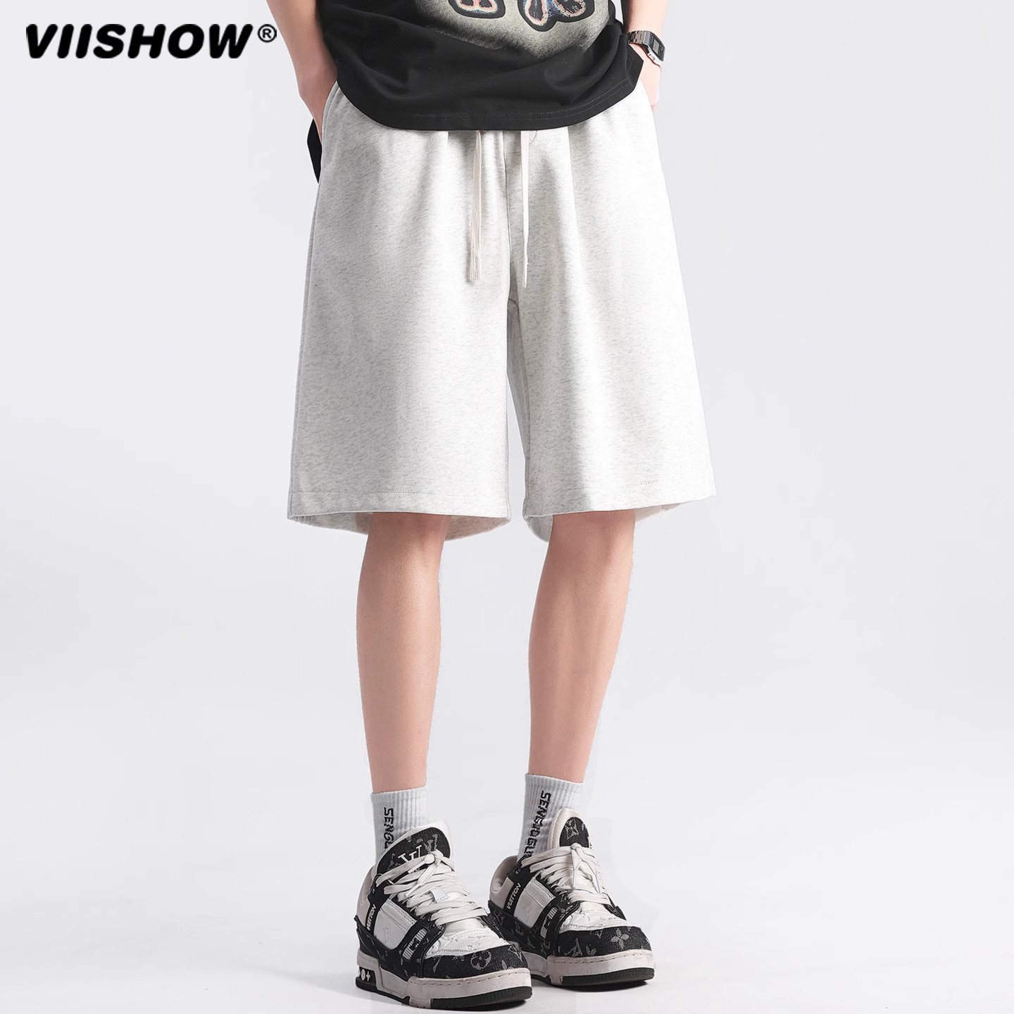 VIISHOW街头宽松百搭休闲短裤男生复古简约跑步健身运动五分裤,男装,短裤,淘宝优惠券,粉丝福利购,淘宝优惠卷