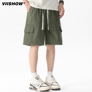 夏季 男士 薄款 2025宽松休闲中裤 子 VIISHOW冰丝工装 运动五分裤 短裤