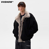 VIISHOW复古做旧座山雕加厚棉服男女宽松解构磨毛高级感毛领外套