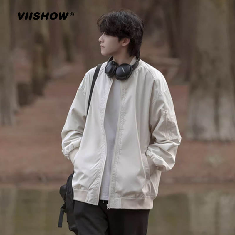 VIISHOW美式飞行员夹克男春秋款复古宽松潮流棒球服机能工装外套