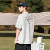VIISHOW字母印花短袖 上衣T恤情侣 百搭潮流半袖 纯棉2025年夏季 美式