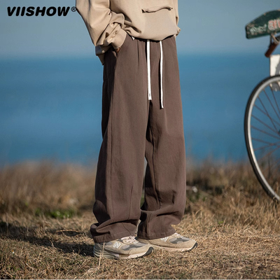 VIISHOWoversize美式休闲裤男直筒运动潮牌裤子高级感痞帅设计感