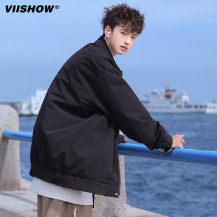 VIISHOW棒球服外套男春秋季日系复古休闲工装宽松上衣飞行员夹克