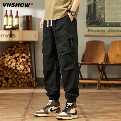 VIISHOW美式多口袋工装裤男款2024年夏宽松潮牌束脚休闲长裤子男