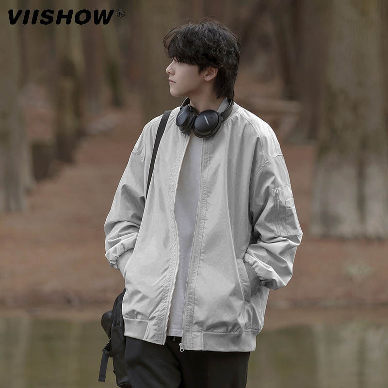 VIISHOW美式飞行员夹克男春秋款复古宽松潮流棒球服机能工装外套