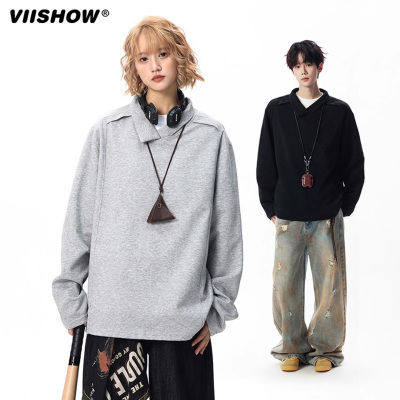 VIISHOW高街设计感不规则卫衣男秋季休闲百搭长袖T恤情侣宽松上衣