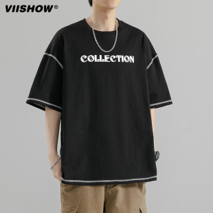 短袖 VISHOWT恤男士 夏装 街头情侣装 体恤 vintage2024年男生美式