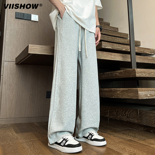 VIISHOW有货复古潮牌纯色直筒垂感运动卫裤 男女宽松百搭休闲长裤