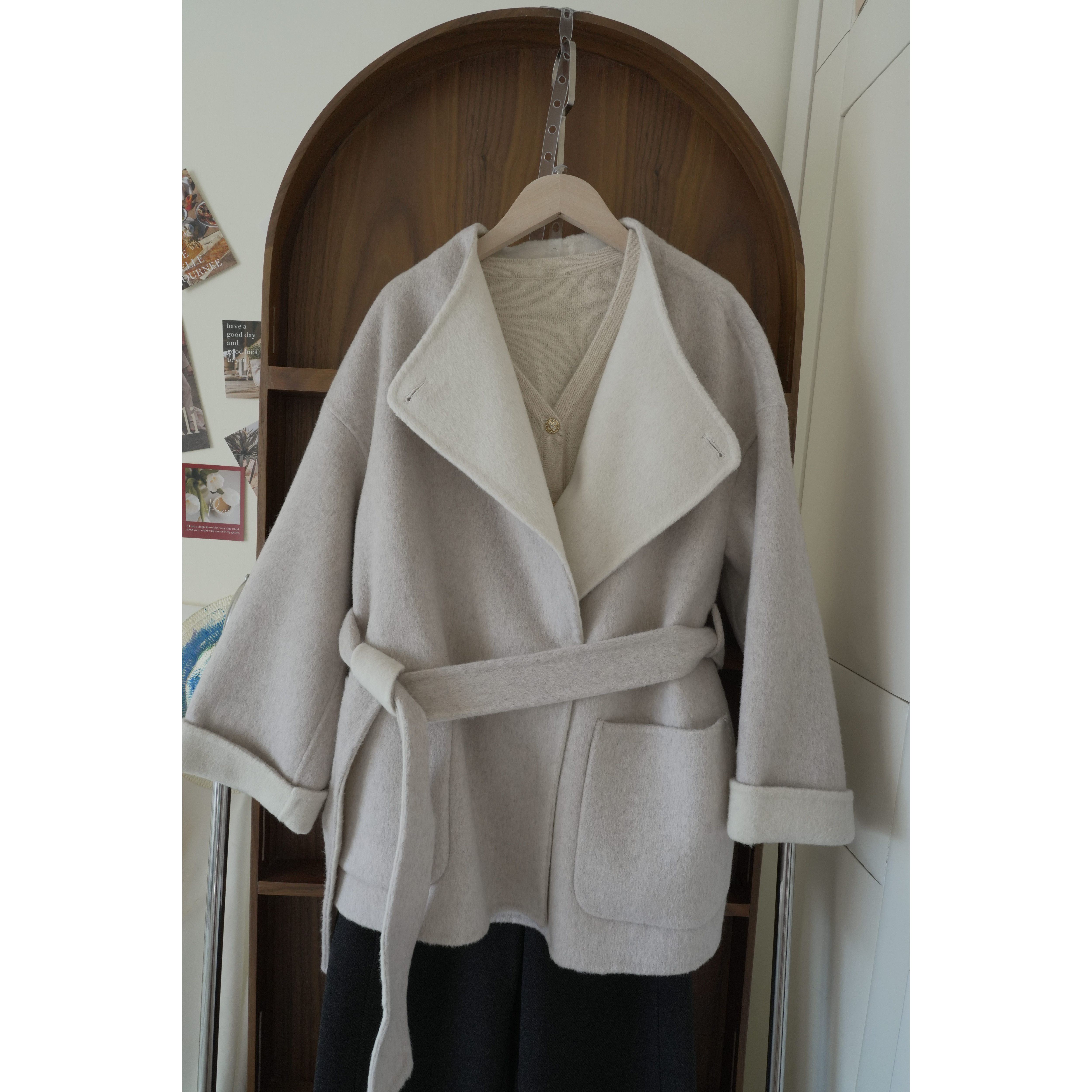 双面羊毛山羊绒小个子撞色宽松浴袍外套2025新款冬装韩式毛呢外套,女装/女士精品,毛呢外套,淘宝优惠券,粉丝福利购,淘宝优惠卷