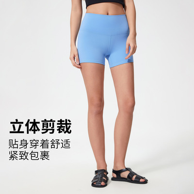 S2037大牌平替夏季高腰提臀三分裤女双面磨毛健身裸感瑜伽短裤女