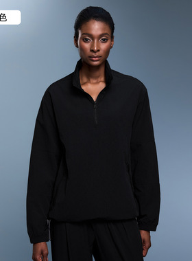 D25173轻户外防风立领运动外套女轻量防水半拉链宽松长袖健身上衣