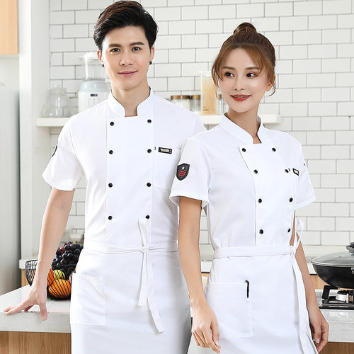 厨师服短袖夏薄款餐饮食堂工作服