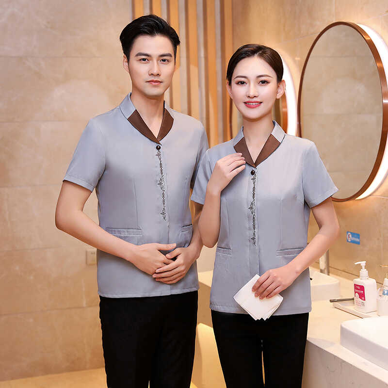 物业保洁工作服短袖女医院商场清洁工装酒店宾馆阿姨PA服夏季套装