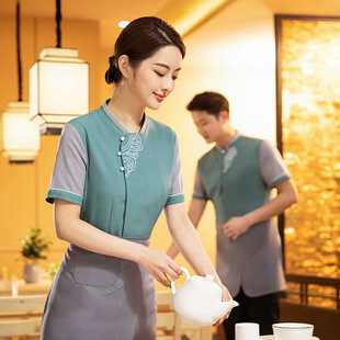 服务员工作服女餐饮夏季烧烤火锅奶茶饭店超市员工装短袖T恤定制