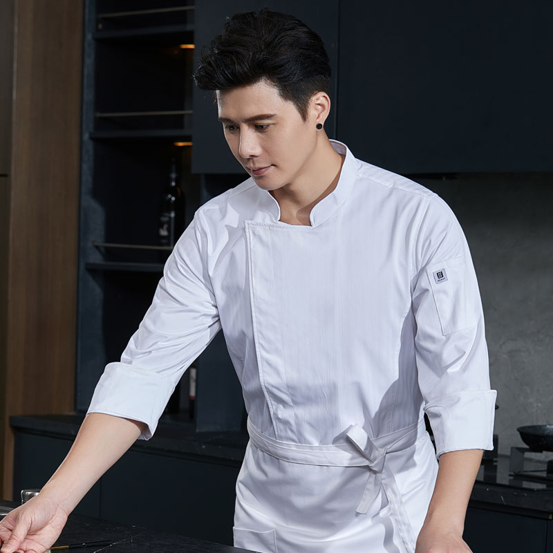 星级酒店高端纯棉厨师服男女长袖中西餐厅饭店烘焙厨师工作服纯棉