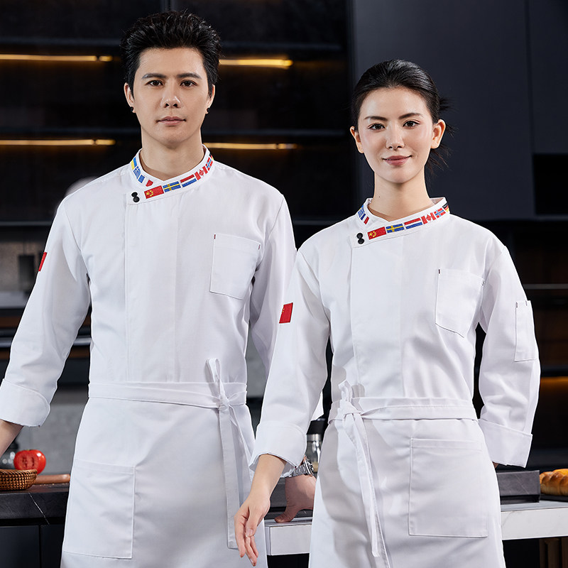 2024年新款高档厨师服长袖酒店饭店酒楼餐饮厨房厨师长工作服短袖