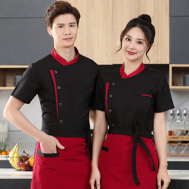 高档纯棉厨师服长袖加厚餐饮饭店面点烘焙学校厨师工作服冰丝短袖