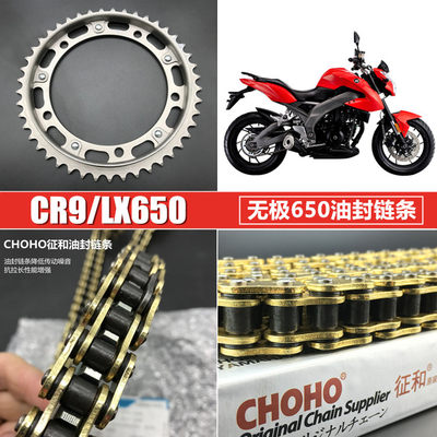 适用隆鑫LX650摩托车无极CR9摩托车原装大小飞链轮 佂和油封链条