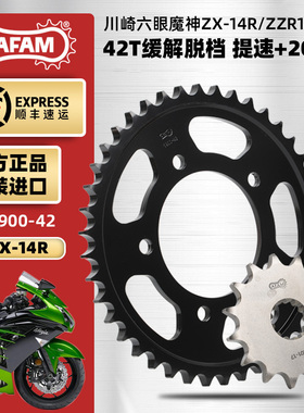 AFAM进口牙盘适用川崎六眼魔神ZX-14R ZZR1400大小飞链轮RK链条