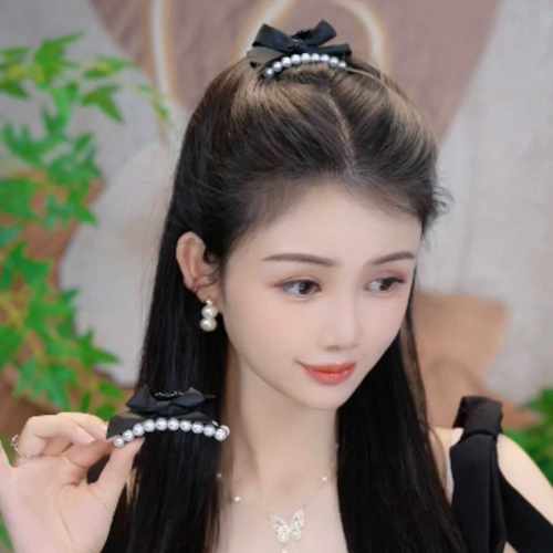 小号网红珍珠蝴蝶结抓夹韩国