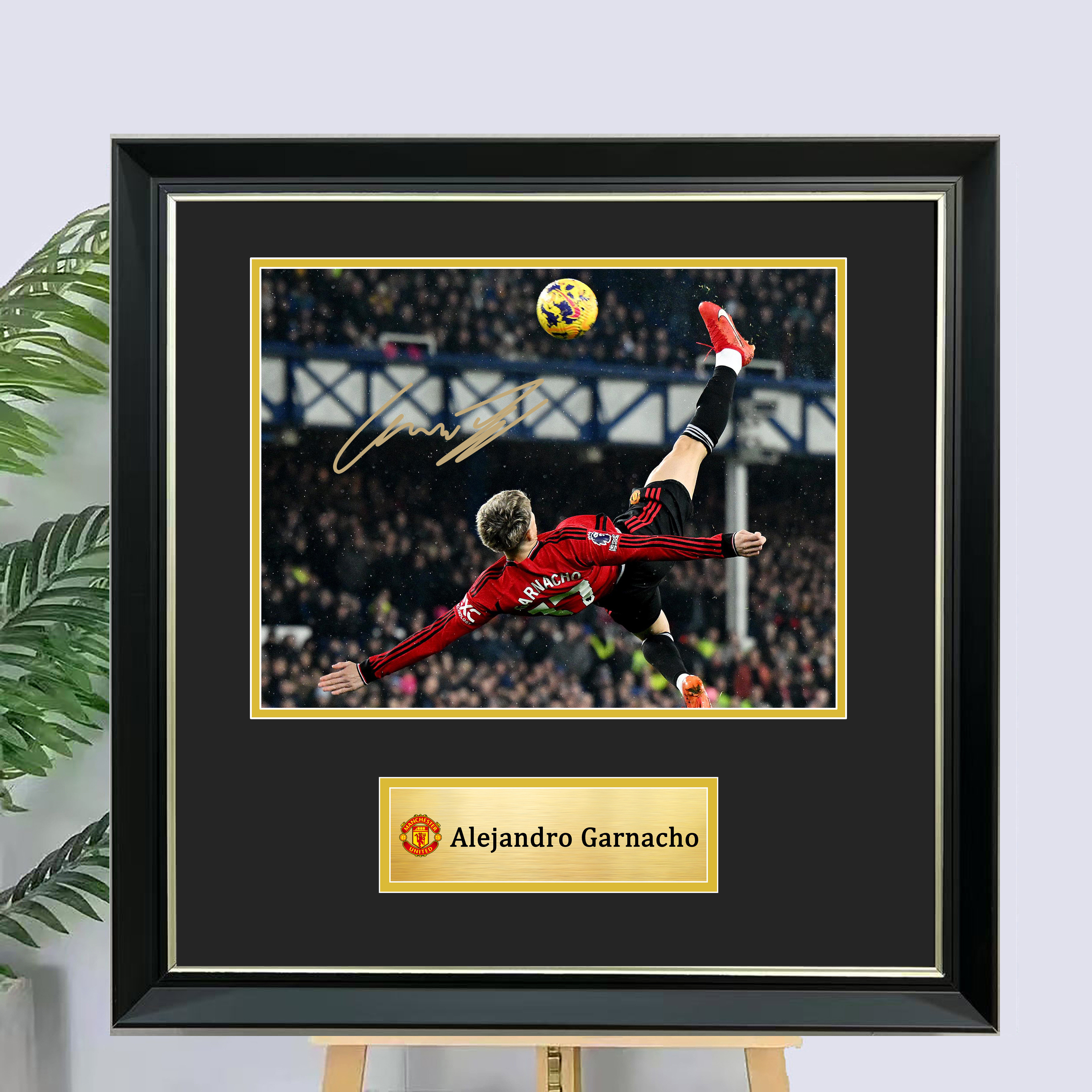 加纳乔倒钩签名照片装裱相框裱框球衣装饰画曼联足球海报裱框收藏