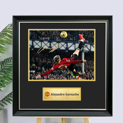加纳乔倒钩签名照片装裱相框裱框球衣装饰画曼联足球海报裱框收藏