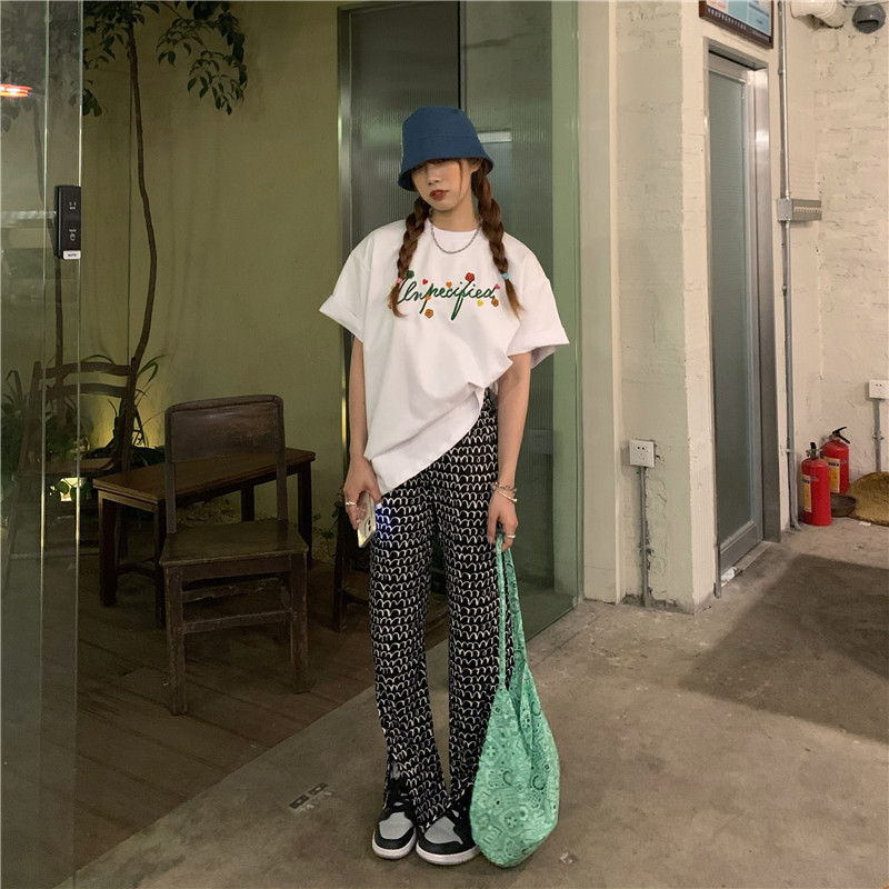 Real shot! Real price! Korean summer niche print pants