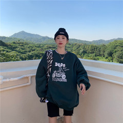 ! Real price! Cashmere thickened Korean loose childlike printed crew neck Pullover