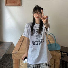 Real shot! Real price! Korean summer niche print loose Short Sleeve Tee