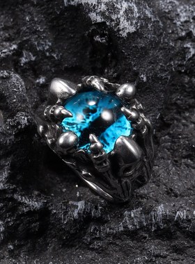 潮牌ins恶魔之眼男士戒指潮嘻哈