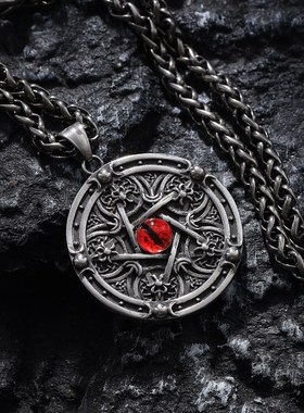 五芒星恶魔之眼钛钢高街风吊坠
