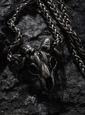 暗黑风邪恶山羊朋克项链钛钢吊坠