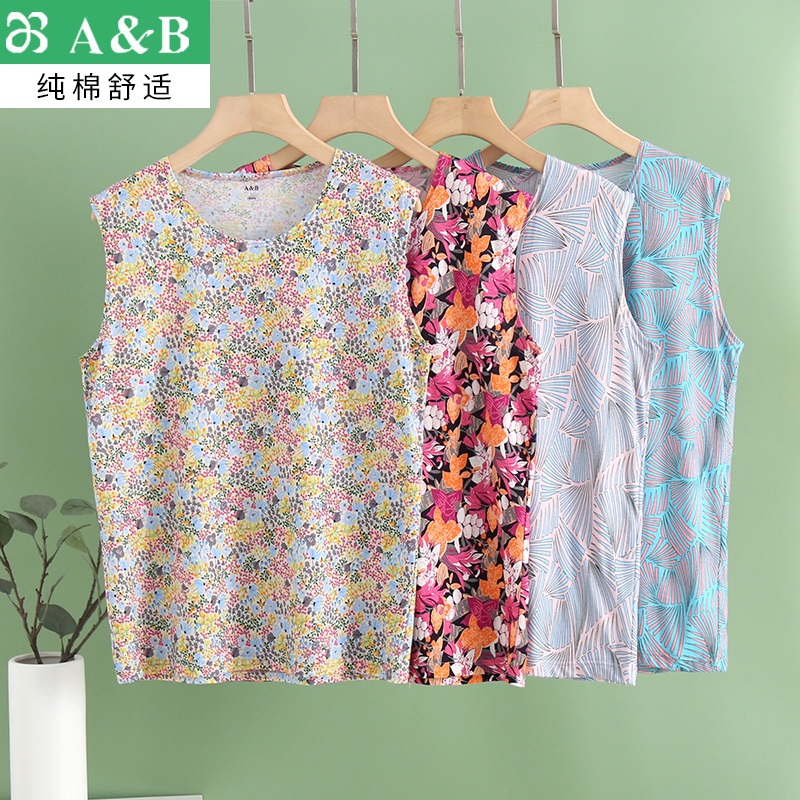 AB无袖汗衫全棉女性印花夏季新品