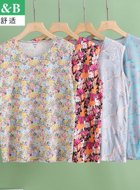 AB无袖汗衫全棉女性印花夏季新品