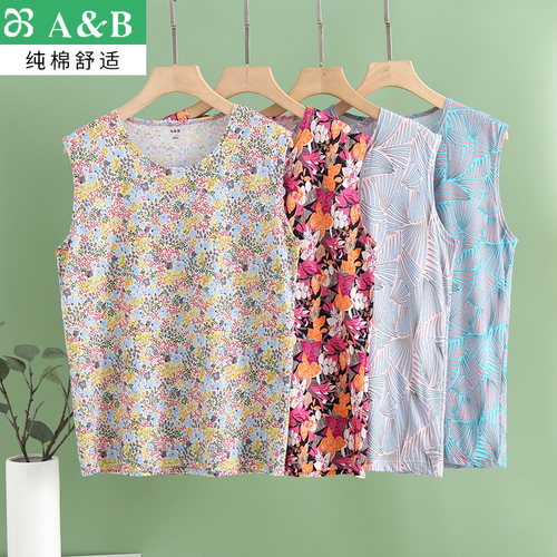 AB无袖汗衫全棉女性印花夏季新品