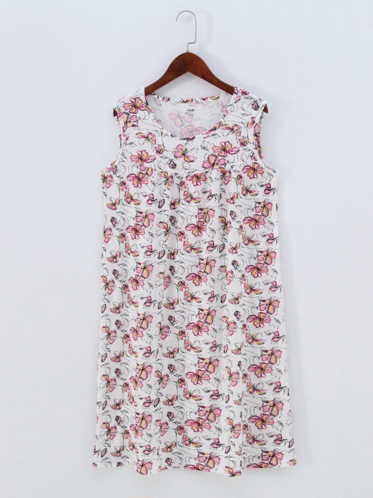 AB 속옷 여름 새로운 얇은 순수 코튼 라운드 넥 잠옷 코튼 느슨한 대형 어머니복 가정 의류 잠옷 여성